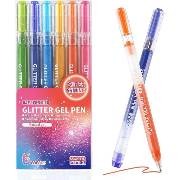 HOLALA Sparkling Gel Pens 6Pack Shining Colors Ink Pen with 1.0 mm-MixColor