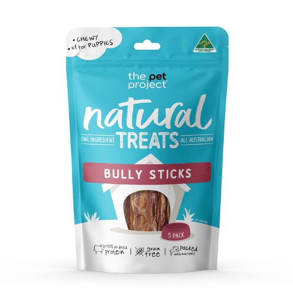The Pet Project Natural Dog Treats Bully Sticks Beef Dental Chews 5 Pack