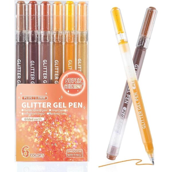 HOLALA Sparkling Gel Pens 6Pack Shining Colors Ink Pen with 1.0 mm-Orange