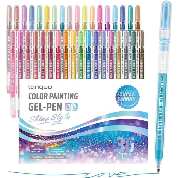 HOLALA Sparkling Gel Pens 36Pack Shining Colors Ink Pen with 1.0 mm