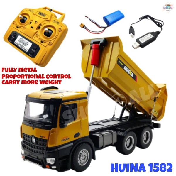 Huina 1582 RC Car 1/14 2.4Ghz Metal RC Dump Truck Construction Truck