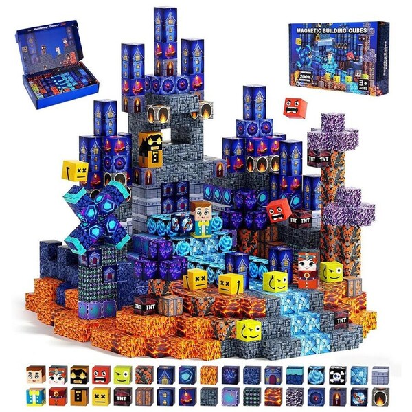 HOLALA 150PCS Magnetic Building Blocks to Build a 3D World for Kids-Blue