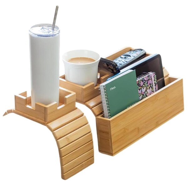 HOLALA Couch Arm Tray Set 2 in 1 Anti-Slip Sofa Arm Table for Drink Coffee Cellphone