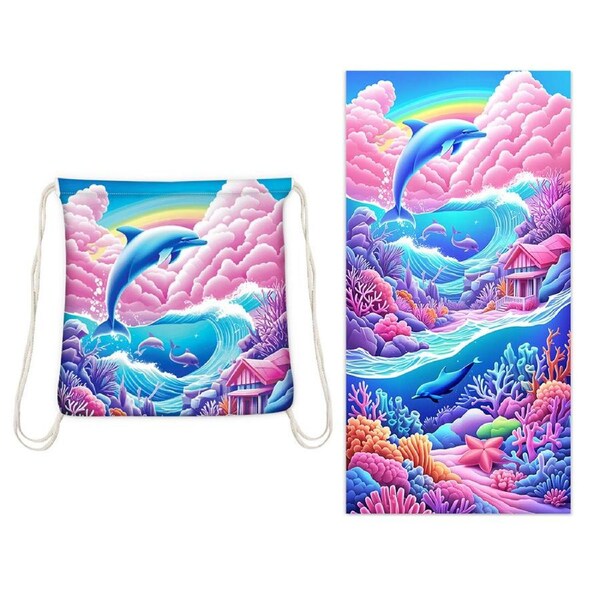 HOLALA 2-in-1 Foldable Beach Towel Backpack Convertible Beach Mat Carry Bag-12