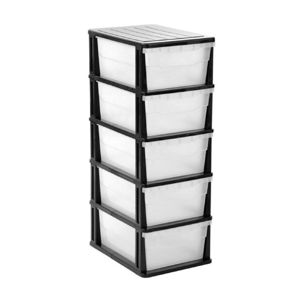 STAKIT 5 Drawer Storage Unit Durable BPA Safe Material Easy Assembly 31.5x43x87cm Black White Organizer for Home Office Storage Units.