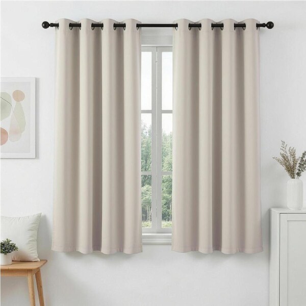 Artiss Blockout Curtains 2X 132x160cm Thermal Insulated Eyelet Drapes Beige