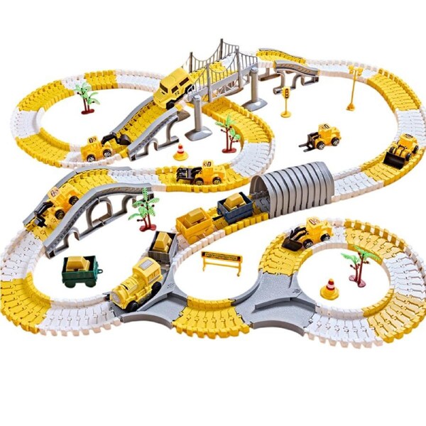 HOLALA 441Pcs Engineering Rail Car Construction Race Tracks for Kids Toys
