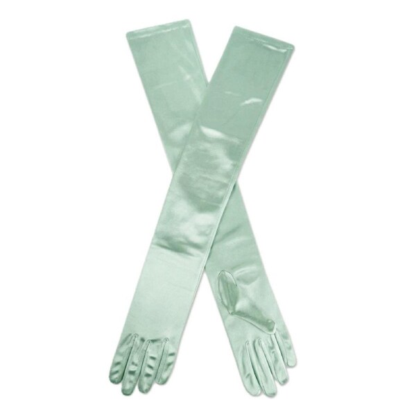 Dents Womens Ladies Stretch Satin Shoulder Length Evening Gloves in Mint
