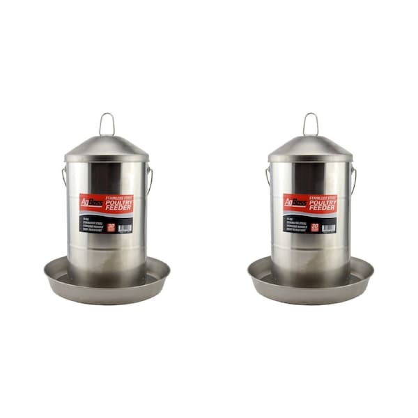 AgBoss 2 Pack 15kg Stainless Steel Poultry Feeder - 302715