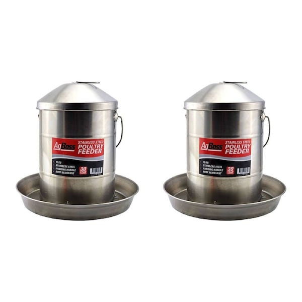 AgBoss 2 Pack 12kg Stainless Steel Poultry Feeder - 302712