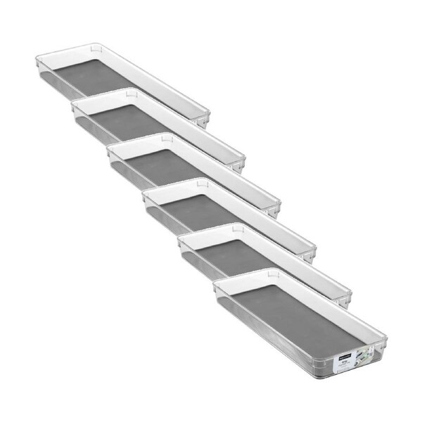6x Boxsweden Crystal Grip Organiser Tray Modular Stackable Storage 40x16x5cm