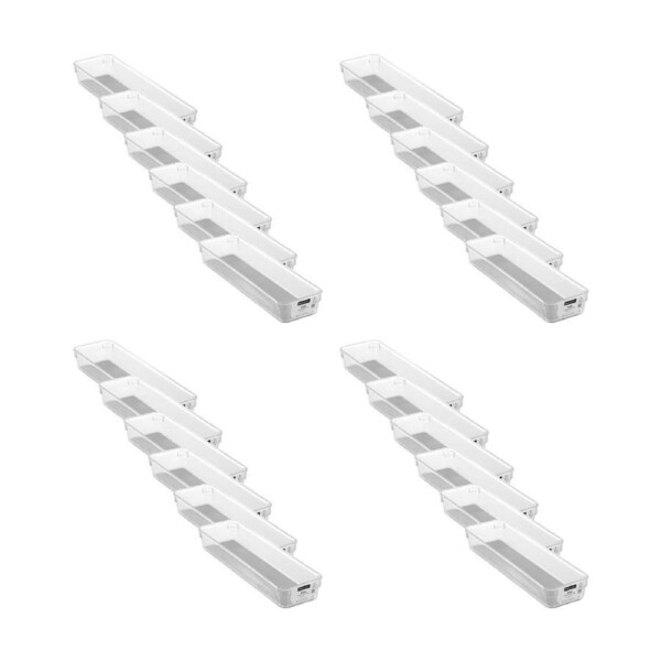 24x Boxsweden Crystal Grip Organiser Tray Modular Stackable Storage 32x9x4.5cm
