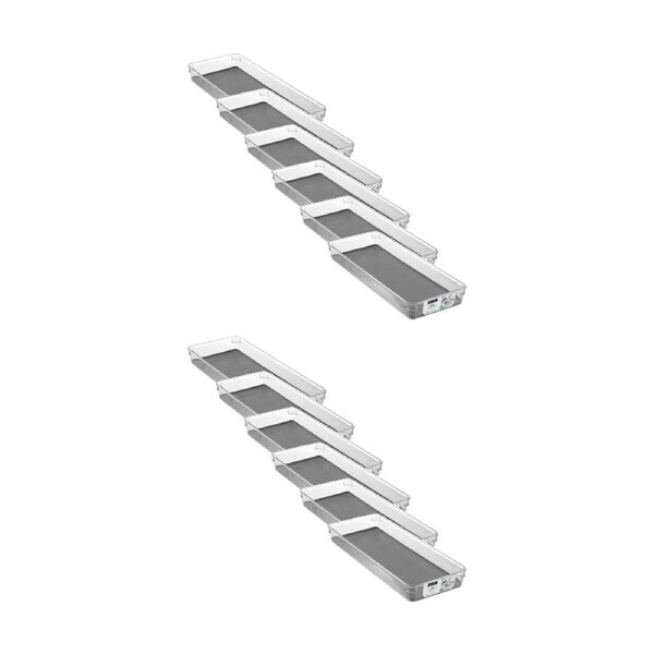 12x Boxsweden Crystal Grip Organiser Tray Modular Stackable Storage 40x16x5cm