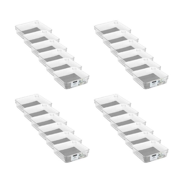 24x Boxsweden Crystal Grip Organiser Tray Modular Stackable Storage 16x16x4.5cm
