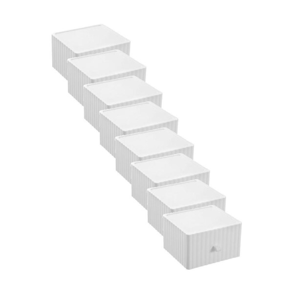 8PK Boxsweden Rippled Stacking Drawer Organiser Ribbed Storage 20x18x12cm Assorted