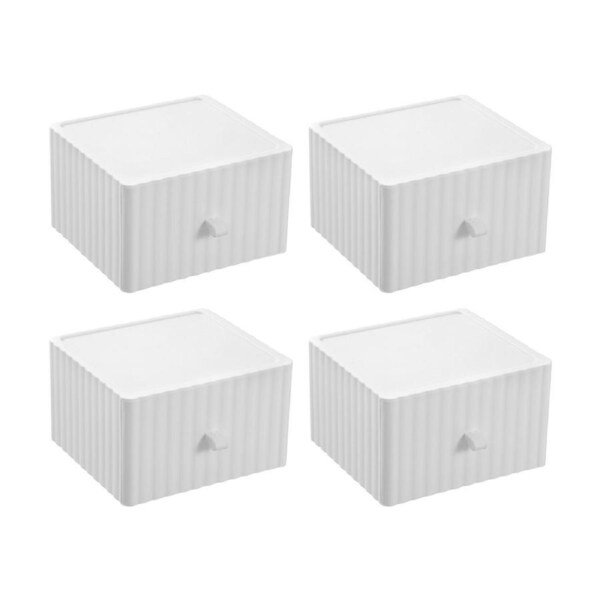 4x Boxsweden Rippled Stacking Drawer Organiser Ribbed Storage 20x18x12cm Assorted