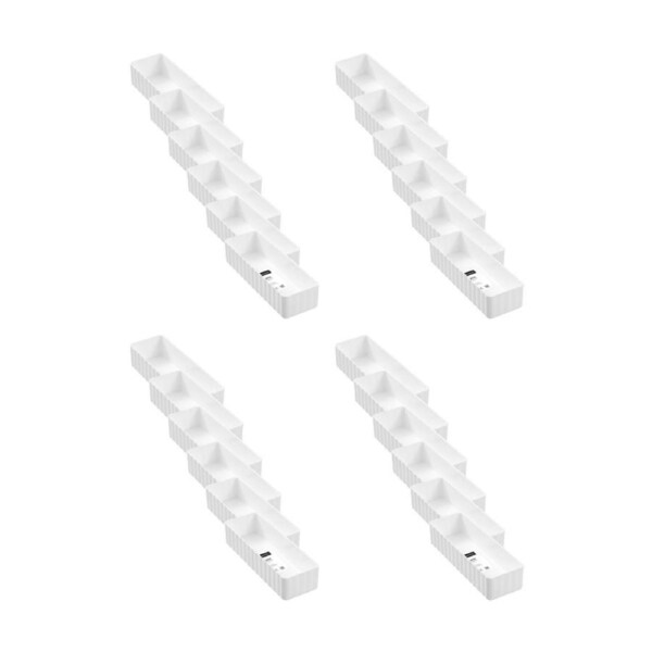 24x Boxsweden Rippled Stacking Tray Organiser Ribbed Storage 22.5x7.5x5cm Assorted