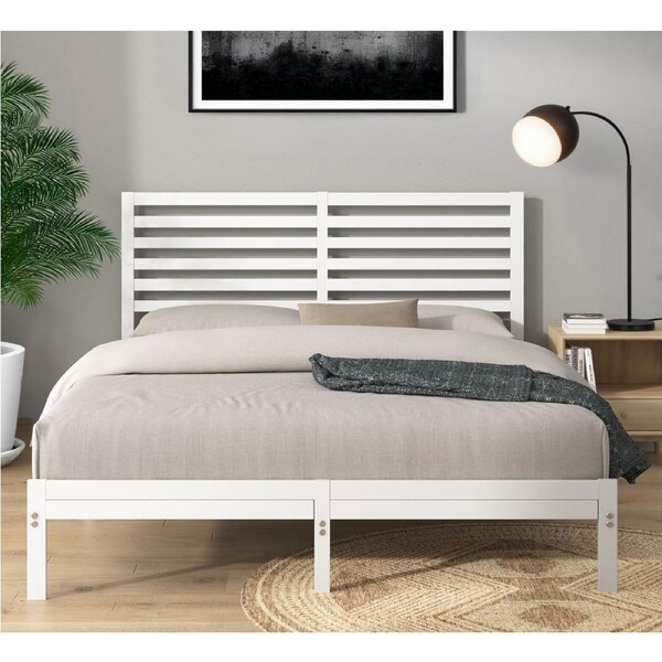 Zinus Bed Frame Queen Double King Single Size Kai Bamboo, Steel, Footboard White King Single