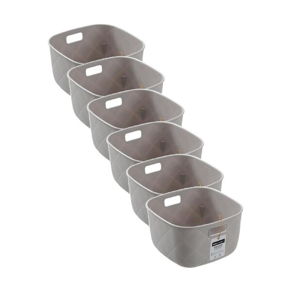 6x Boxsweden Diamond Quilted Home Storage Basket 19.5x19x11cm Assorted