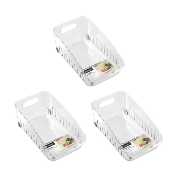 3x Boxsweden Crystal Roller Tray W/ Dividers Home Organisation Clear 38x21x14cm