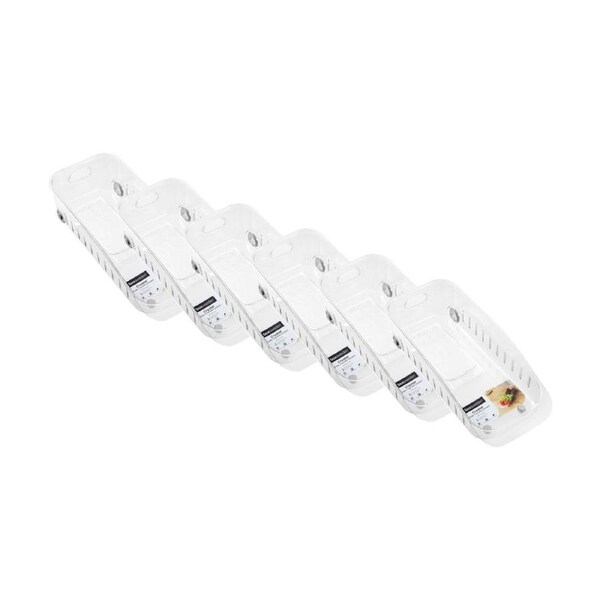 6x Boxsweden Crystal Roller Tray W/ Dividers Home Organisation Clear 36x16x9.5cm