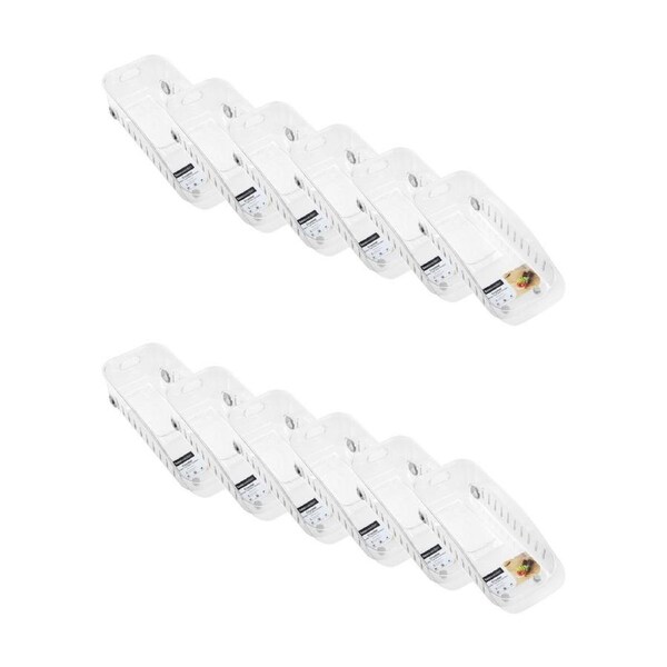 12x Boxsweden Crystal Roller Tray W/ Dividers Home Organisation Clear 36x16x9.5cm