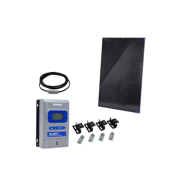 Kings 200W Fixed Solar Panel + Plus MPPT Solar Regulator + 6M Lead + Brackets