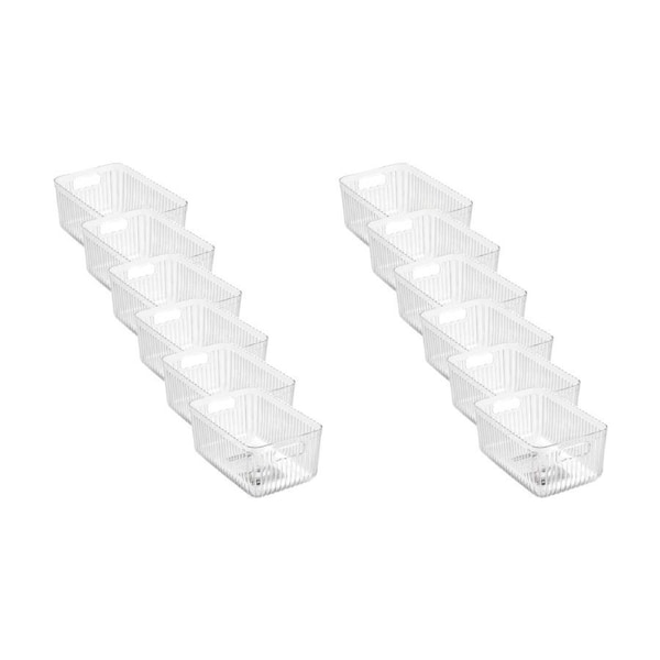 12x Boxsweden Crystal Ribbed Container 4.3L Storage W/ Handles Clear 26x17x12cm