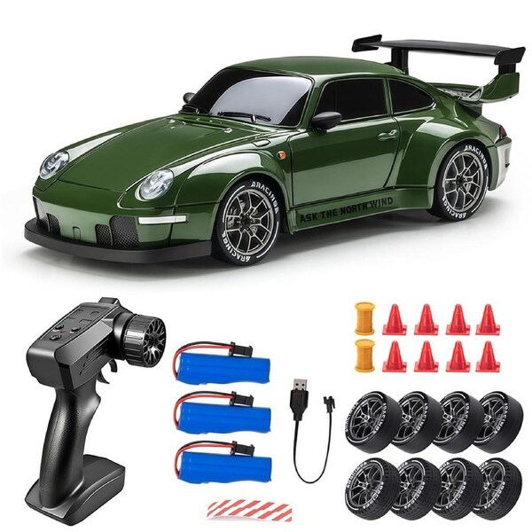 HOLALA 1:24 Scale RC Drift Car 4WD High-Speed Remote Control Car for Kids-Green