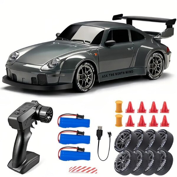 HOLALA 1:24 Scale RC Drift Car 4WD High-Speed Remote Control Car for Kids-HazeBlue