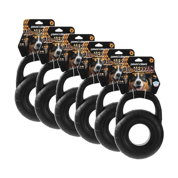 6x Paws And Claws All Terrain EVA Tyre Tugger Dog Durable Chew Toy 25.5x18.5x6cm