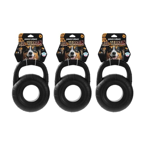 3x Paws And Claws All Terrain EVA Tyre Tugger Dog Durable Chew Toy 25.5x18.5x6cm