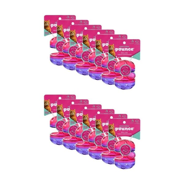 12x Paws And Claws Cat Roller Treat Dispenser Interactive Toy 8x9x8cm Assorted