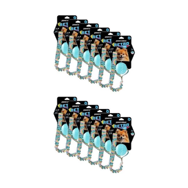 12x Paws And Claws Bungee Ball Printed Pet Dog Chew/Tug Toy 41x7x7cm Assorted