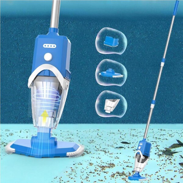 Advwin Handheld Pool Vacuum with Telescopic Pole, 90 Min Runtime Cordless Pool Cleaner