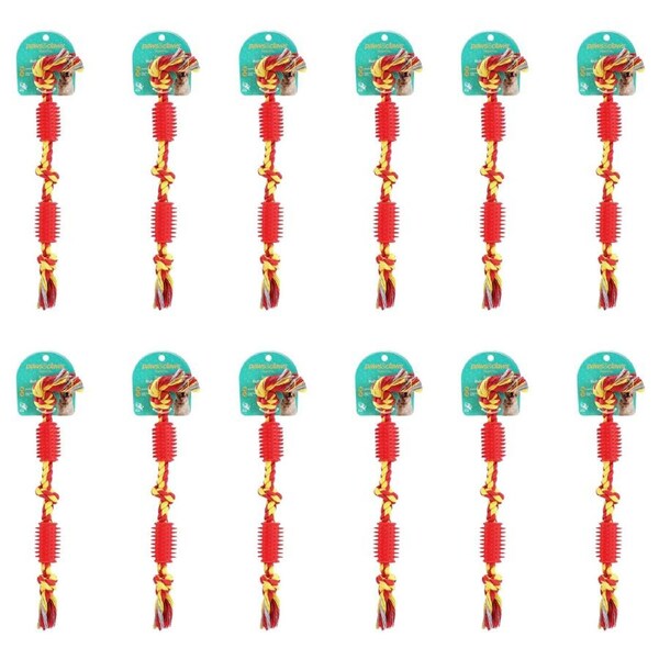 12x Paws And Claws Rope & Spikey Rubber Durable Pet Dog Tug/Chew/Fetch Toy Assorted
