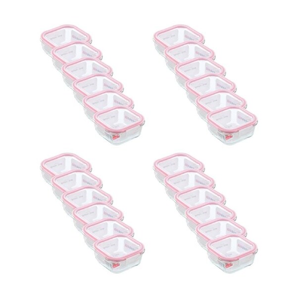 24x Lemon And Lime Yorkshire Glass Square Clip Seal Food Storage Container 500ml