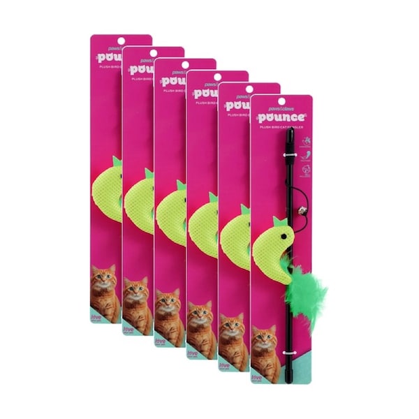 6x Paws And Claws Plush Bird Cat Dangler Pouncing Play Toy 30cm Assorted