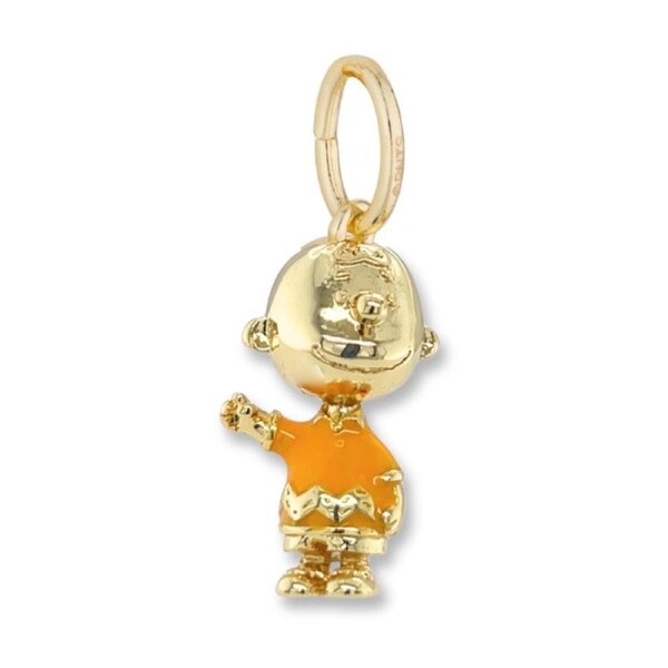 Peanuts Charlie Brown Charm 14k Gold Plated Brass Gold 20mm Drop Includes Gift Box