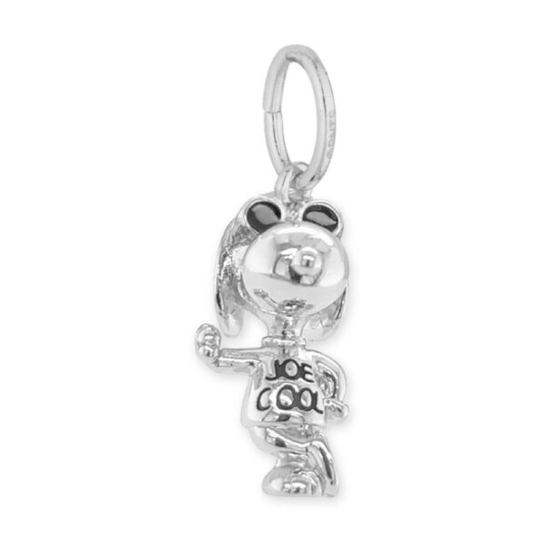 Peanuts Joe Cool Charm 14k Gold Plated Brass Silver 20mm Drop Includes Gift Box
