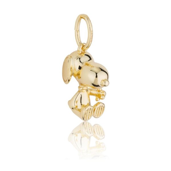 Peanuts Snoopy Charm 14k Gold Plated Brass Gold 20mm Drop Includes Gift Box