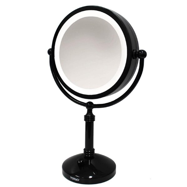 8" Led Backlit Cosmetic Makeup Mirror 1X / 10X Magnification Battery Power Black