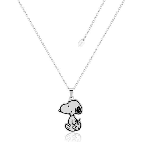 Peanuts Snoopy Necklace Stainless Steel 40cm Chain 7cm Extension 20mm Pendant Silver Finish Includes Necklace Envelope - Adjustable Fit Durable Fashion Jewellery Safe For Children 5 Plus Age Range.