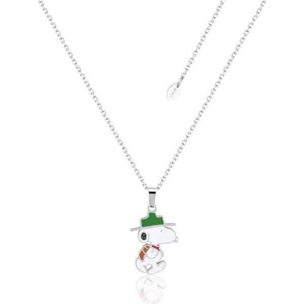 Peanuts Beagle Scout Necklace - Stainless Steel - 40cm Chain 7cm Extension - 20mm Pendant - Silver Finish - Includes Necklace Envelope