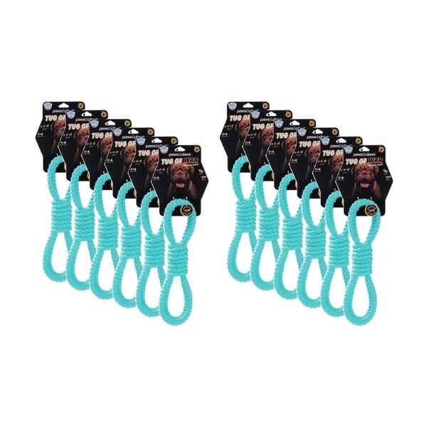 12x Paws And Claws Tug-Of-War Rubber Rope Pet Dog Chew/Tug Toy Assorted