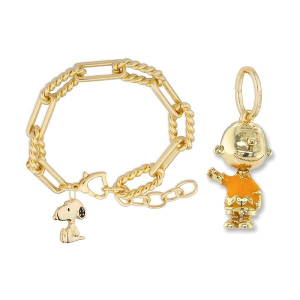 Couture Kingdom Peanuts Gold Accessory Snoopy Bracelet & Charm
