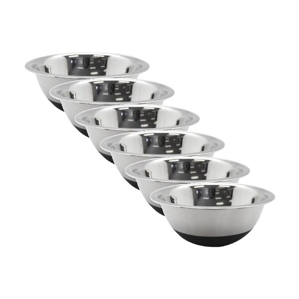6x Lemon And Lime Stainless Steel Food Cooking Mixing Bowl Silicone Base 20cm