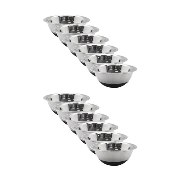 12x Lemon And Lime Stainless Steel Food Cooking Mixing Bowl Silicone Base 20cm