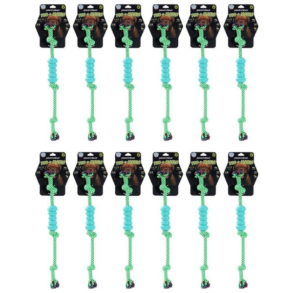 12x Paws And Claws TPR Rope Baton Tugger Dog Toy Durable 37x15x1.7cm Assorted