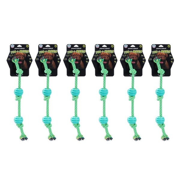 6x Paws And Claws Durable Rope & Ball Tugger Pet Dog Chew/Tug Toy Assorted
